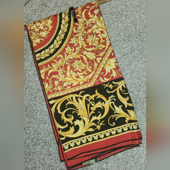 Versace Red and Gold Ornate Scarf